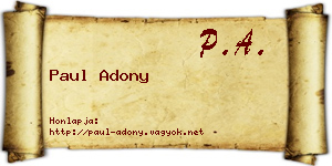 Paul Adony névjegykártya